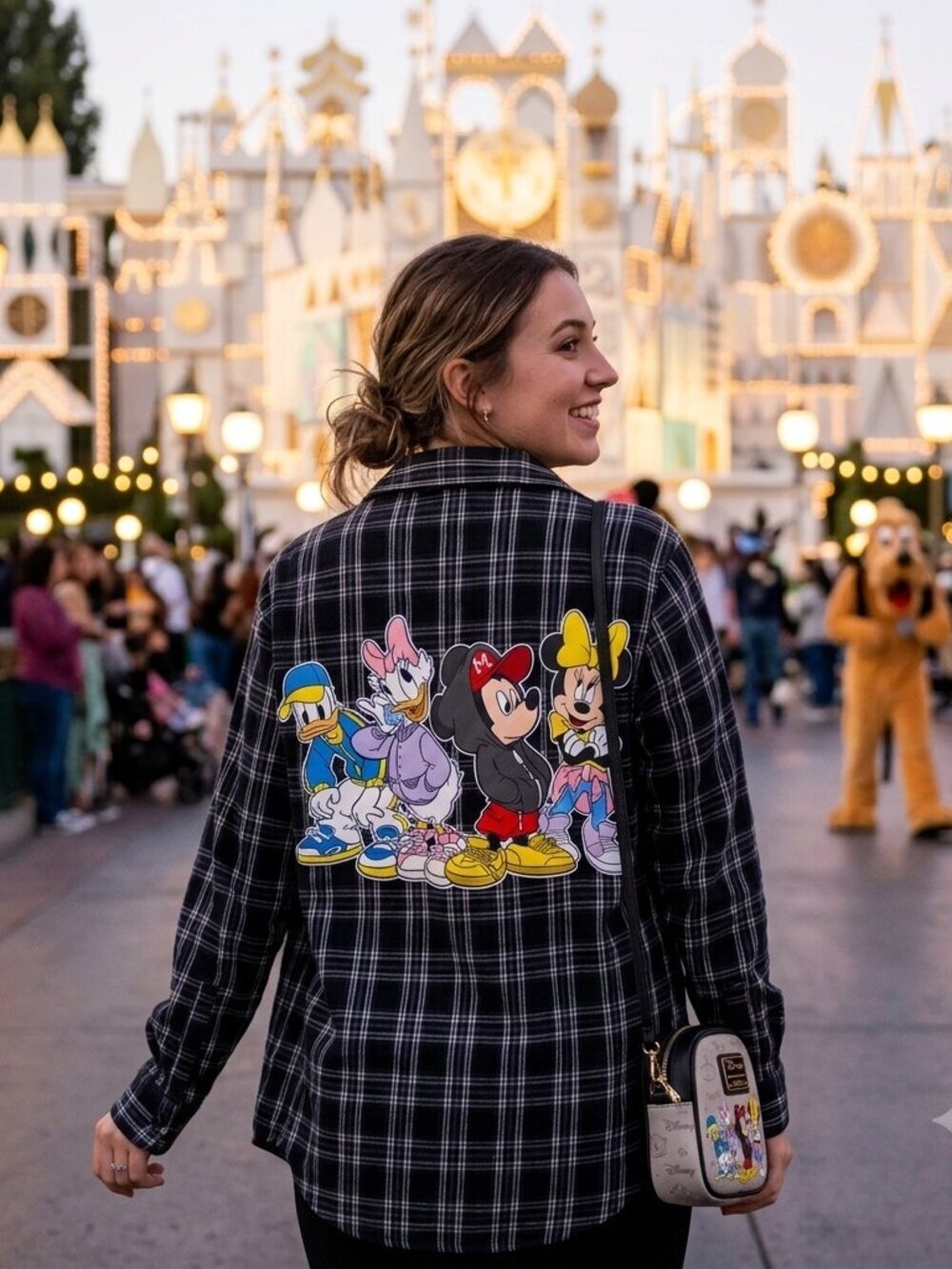 Cakeworthy Disney Colab Plaid Flannel Button Down Shirt Small, Disney Characters